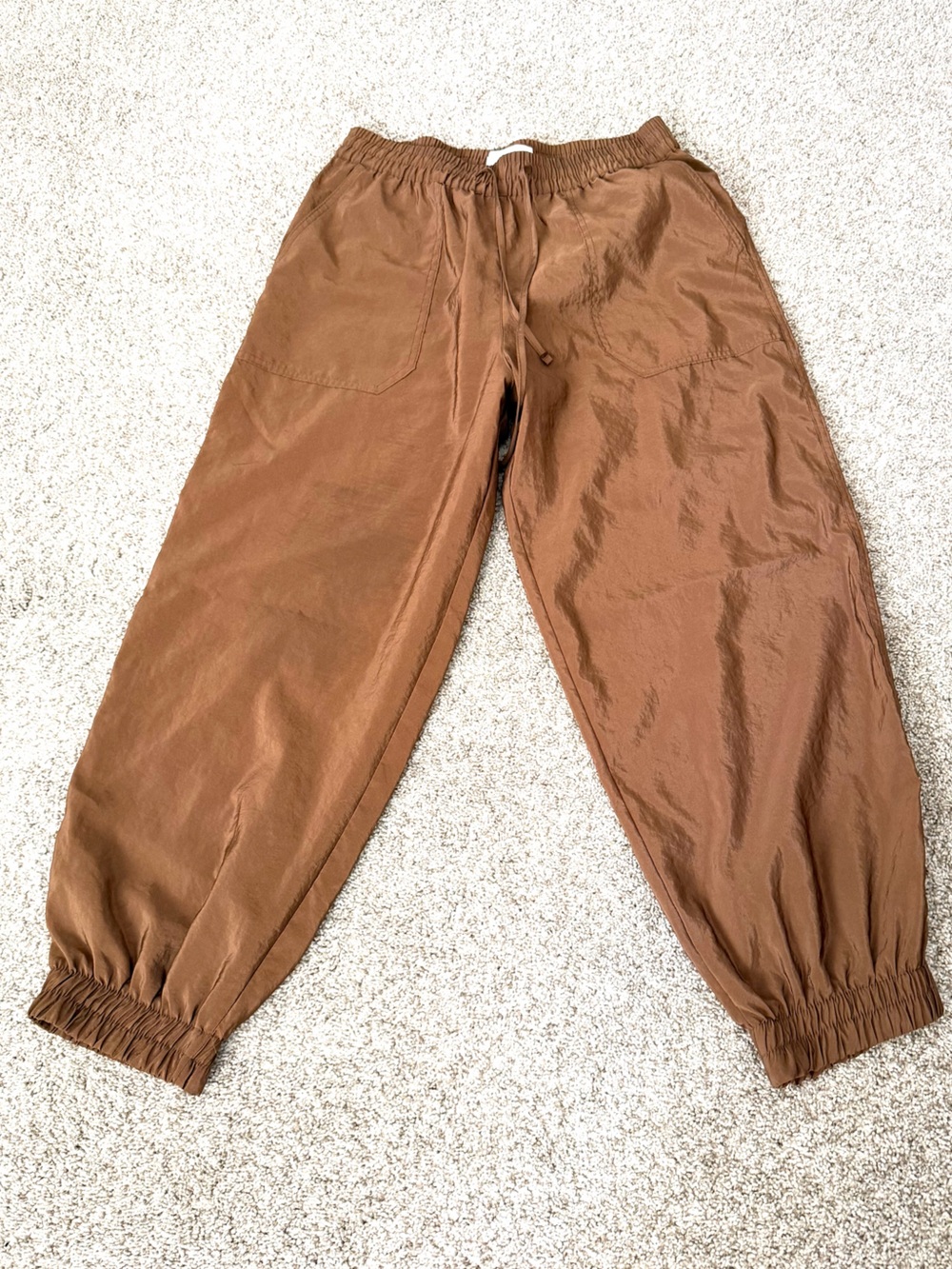 Zara Brown Metallic Balloon Jogger Pants. Parachute pants. Pull on. SZ M. Street